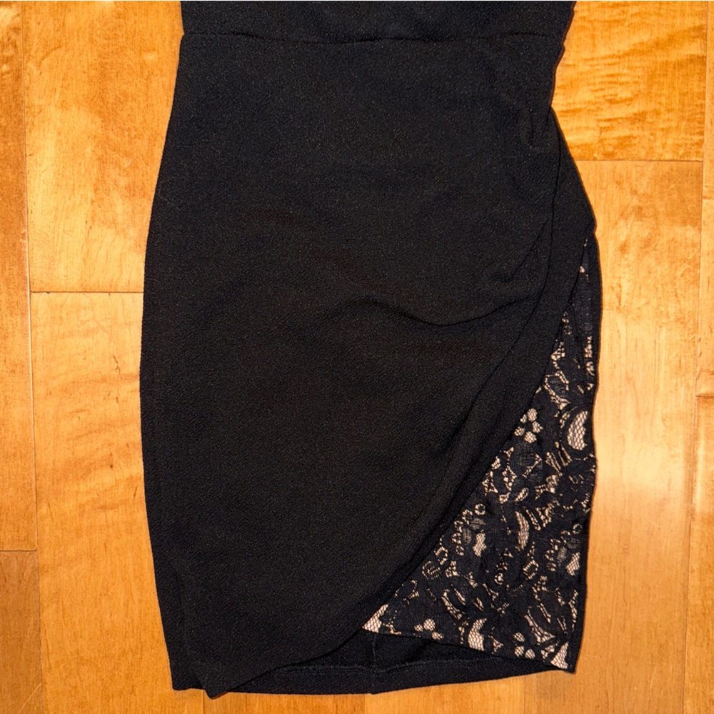 Mystic Los Angeles Black and Cream with Lace Strapless Mini Dress - Picture 3 of 8